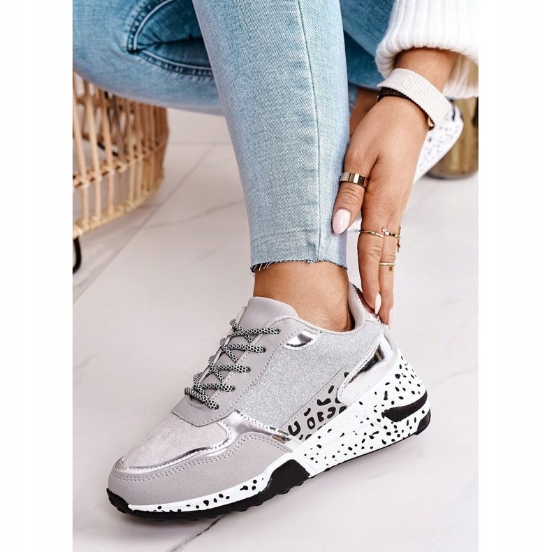 PS1 Adidași pentru femei cu toc Silver Avery gri multicolor 2