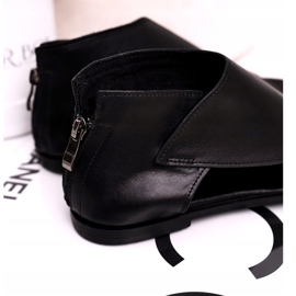 Nicole Sandale plate din piele pentru femei Negru Natalie 2