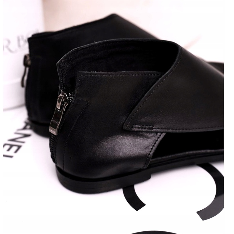 Nicole Sandale plate din piele pentru femei Negru Natalie 2