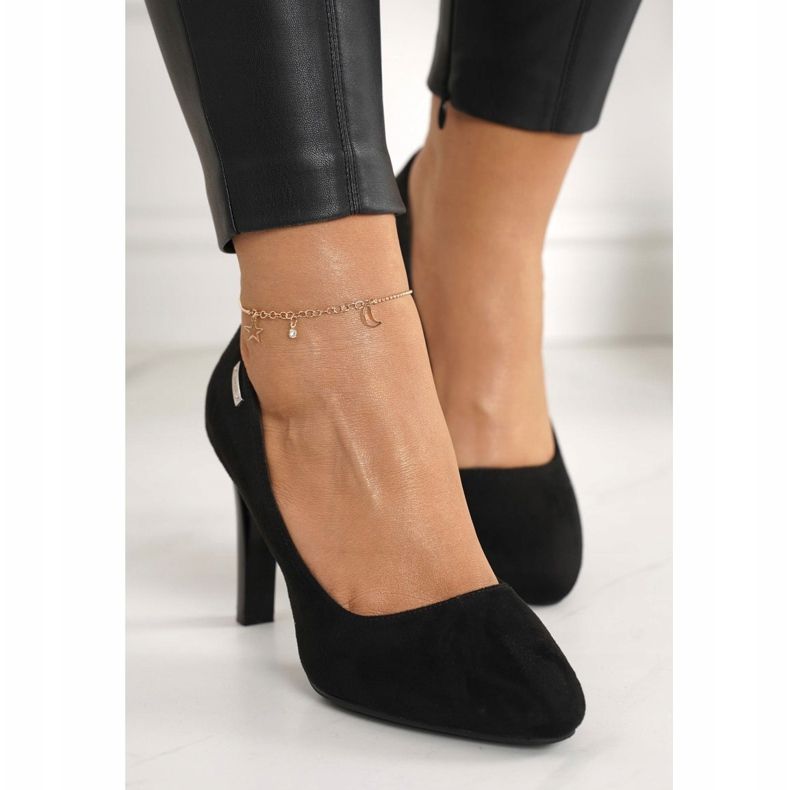 PJ1 Pompe clasice pe bară Elede negru de piele întoarsă 2