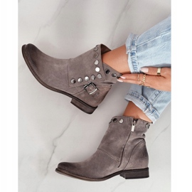 Exquisite Cizme de piele întoarsă pentru femei, cu cataramă, rafinat 1198 Cappuccino maro 1