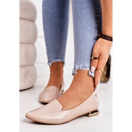 Mocasini de damă pe tocuri de aur Laura Messi 2013 Bej 1