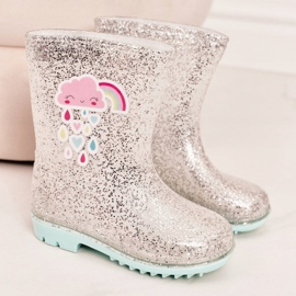 Brocartul copiilor galoșează cu un nor de argint bej 1 Brocartul copiilor galoșează cu un nor de argint bej 1