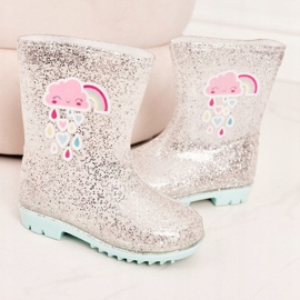 Brocartul copiilor galoșează cu un nor de argint bej 2 Brocartul copiilor galoșează cu un nor de argint bej 2