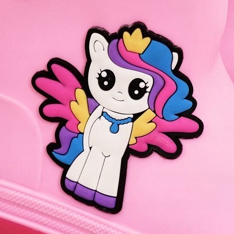 Galoși roz pentru copii cu un ponei 1 Galoși roz pentru copii cu un ponei 1