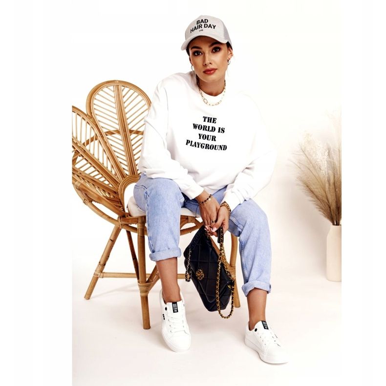 Adidași din piele pentru femei cu inscripția Big Star EE274316 Alb negru 1