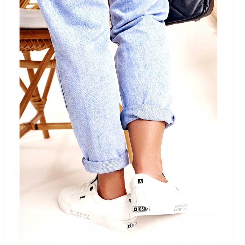 Adidași din piele pentru femei cu inscripția Big Star EE274316 Alb negru 3