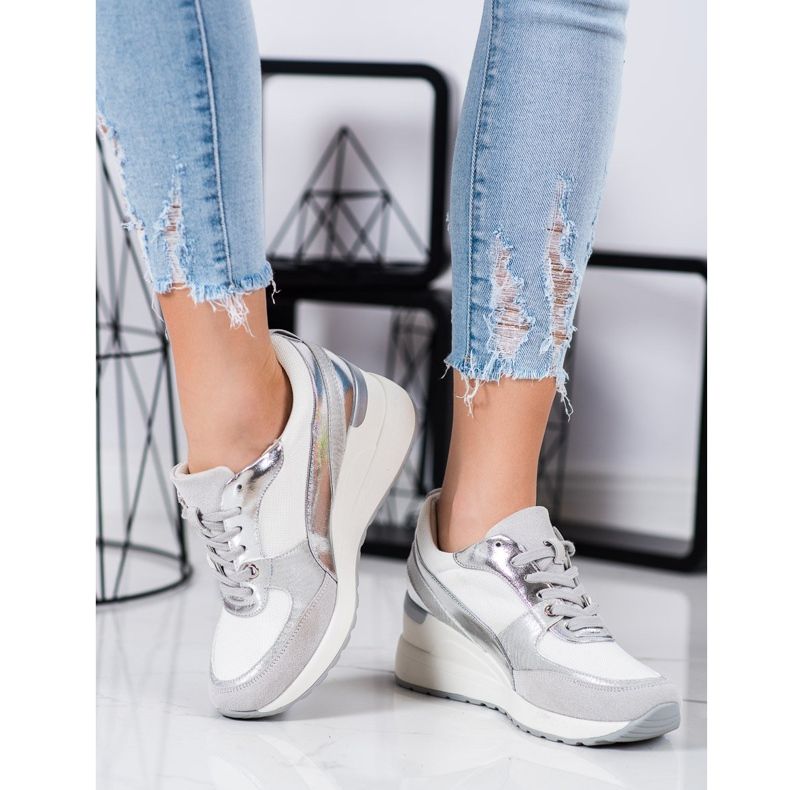 Adidași cu toc VINCEZA alb 1