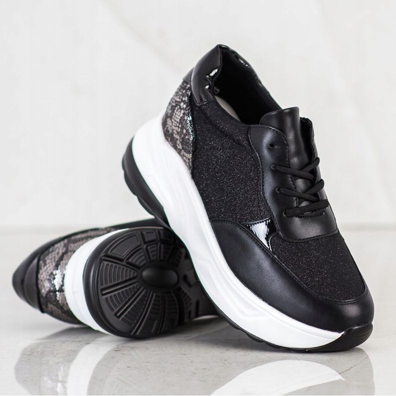 Bestelle Adidași negri cu sclipici negru argint 1