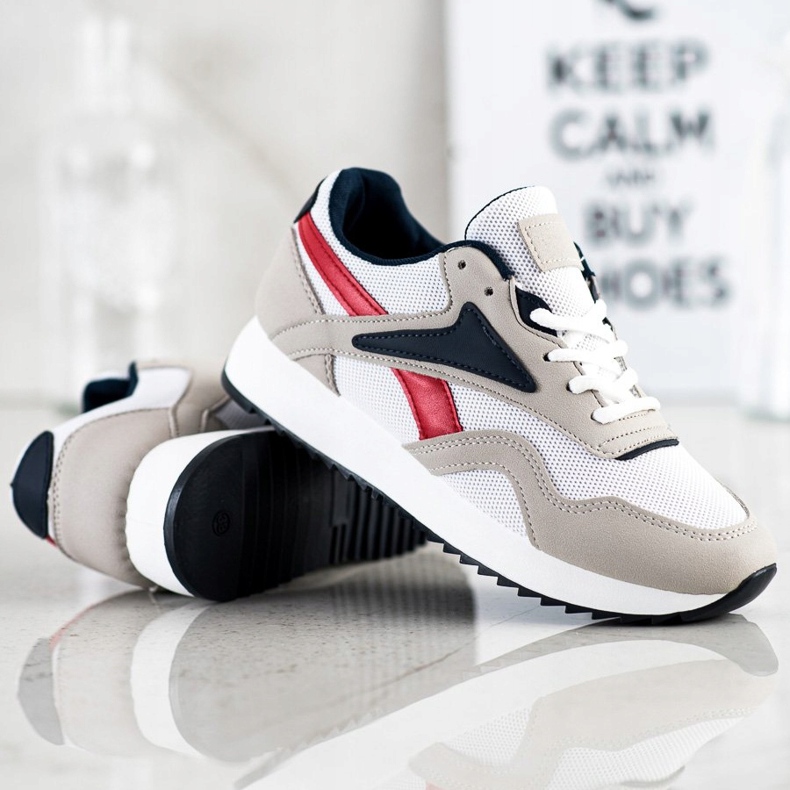 SHELOVET Încălțăminte sport cu plasă alb roșu gri 1