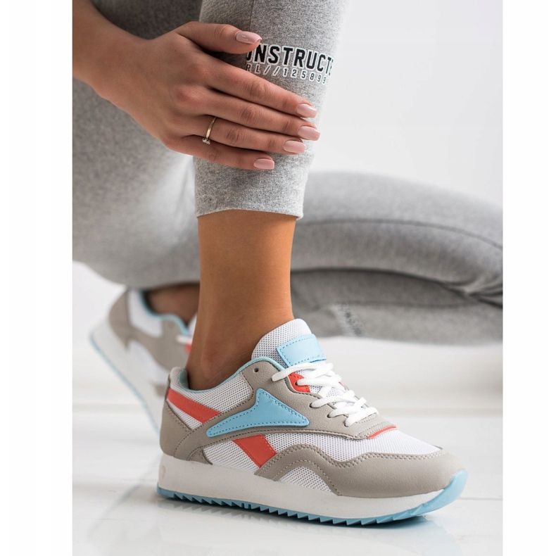 SHELOVET Încălțăminte sport cu plasă alb albastru portocale gri 1