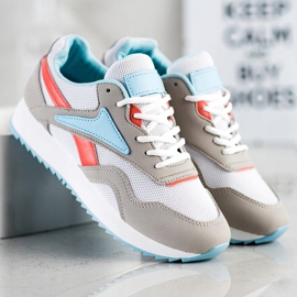 SHELOVET Încălțăminte sport cu plasă alb albastru portocale gri 2