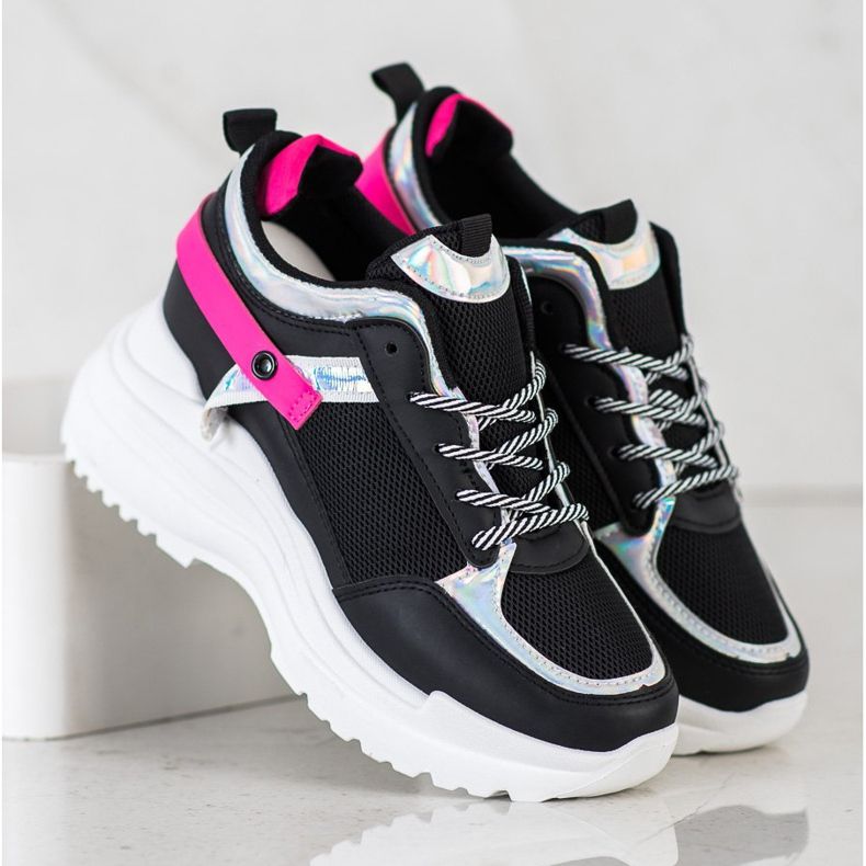 Marquiz Adidași cu pană negru roz 2