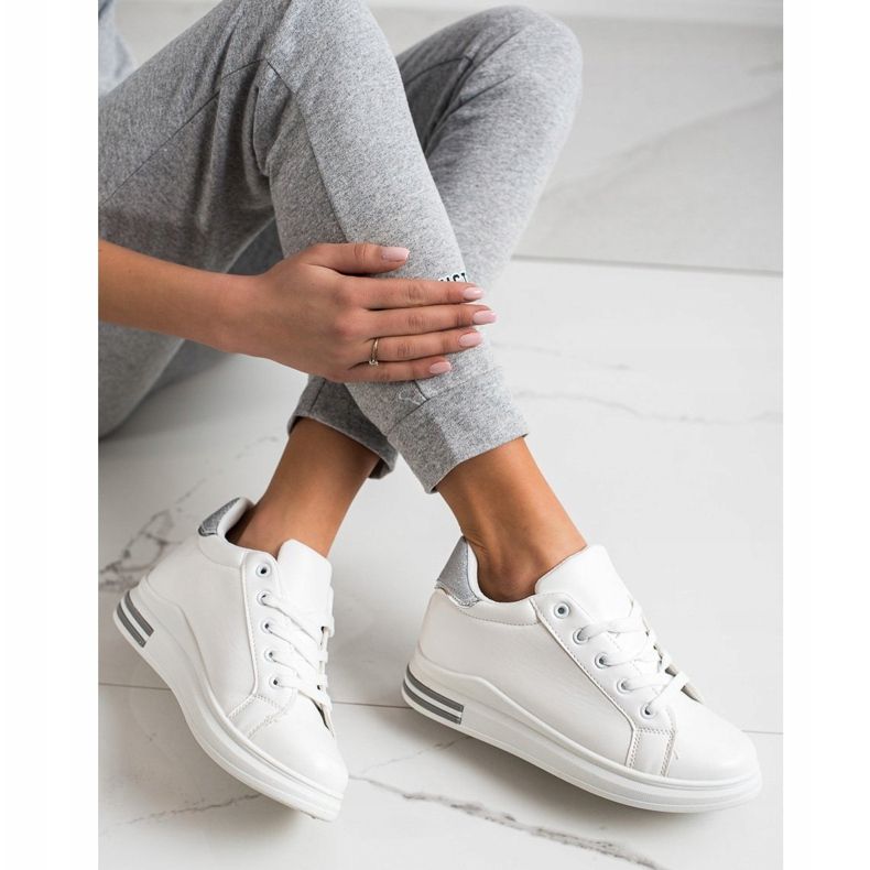 Diamantique Adidași cu pană cu sclipici alb argint 2