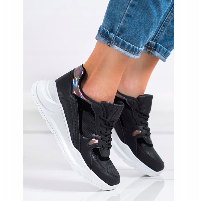 SHELOVET Adidași negri negru multicolor 1