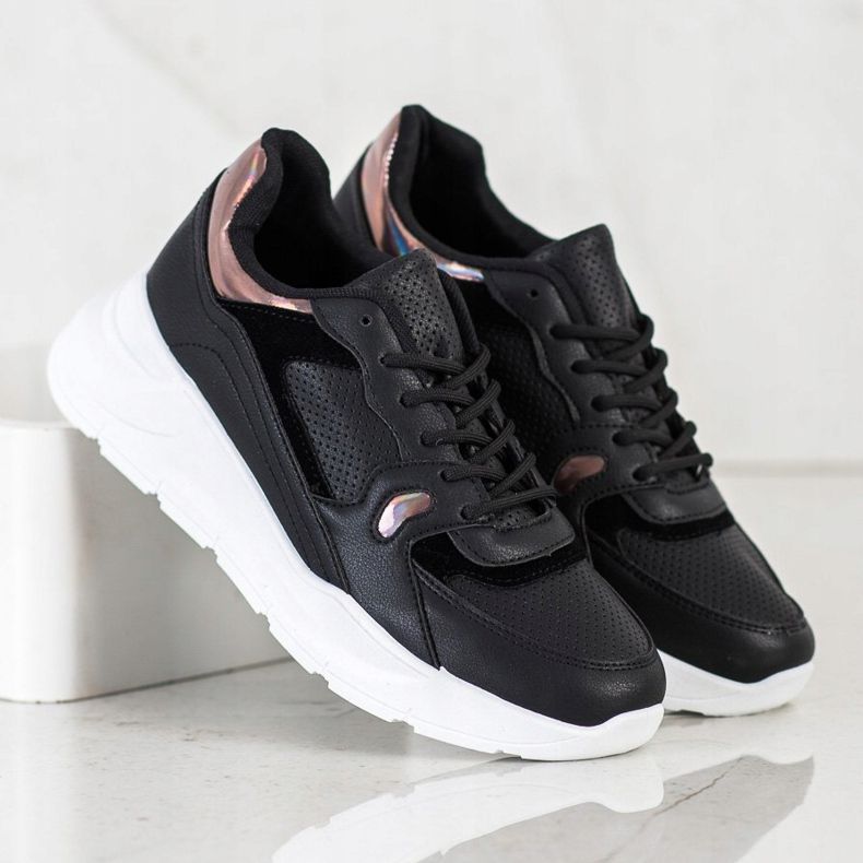 SHELOVET Adidași negri negru multicolor 2