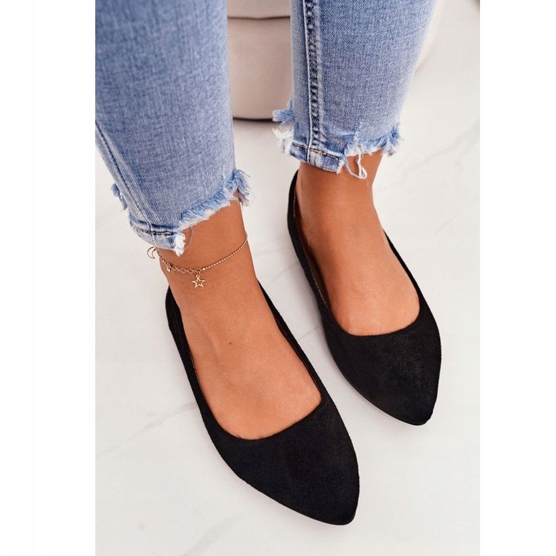 PS1 Balerină delicată în piele de piele neagră spitz neagră negru 2