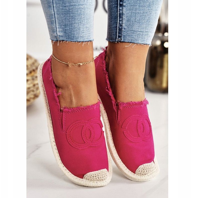 PS1 Espadrile clasice pentru femei Fucsia Flaure bej roz 2