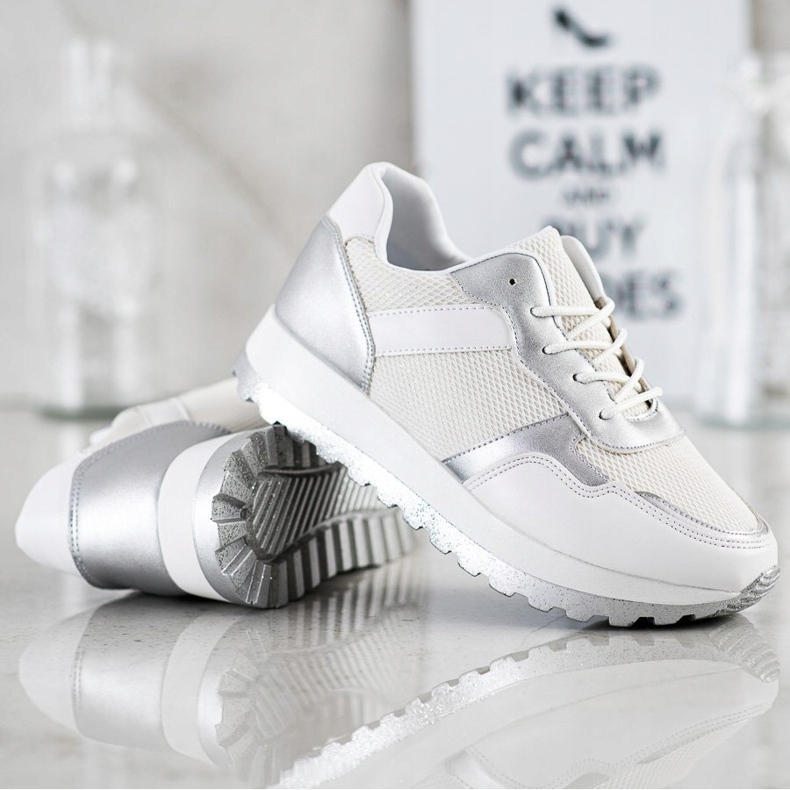 Bestelle Adidași cu platformă sclipici alb argint 1