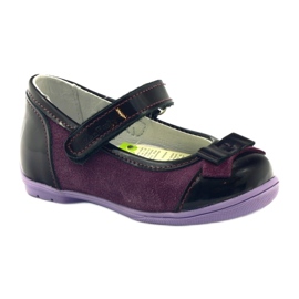 Ballerine din piele Burgundy cu un arc Renbut roșu 1