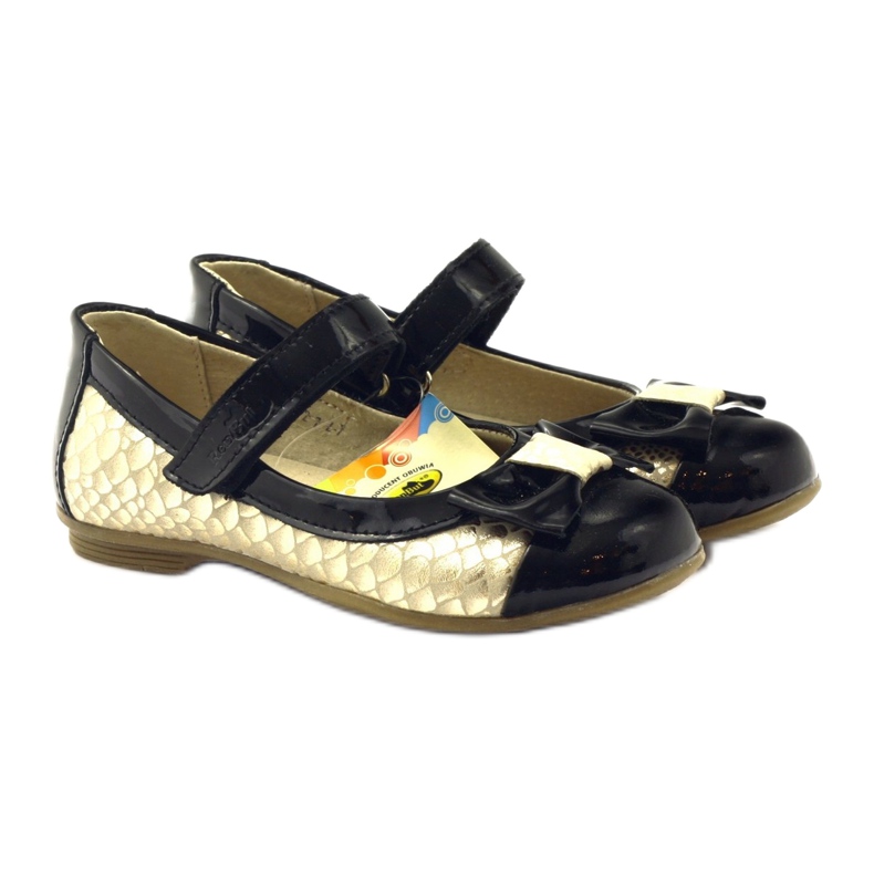 Fundita piele balerini negri si aurii Ren But negru galben 4