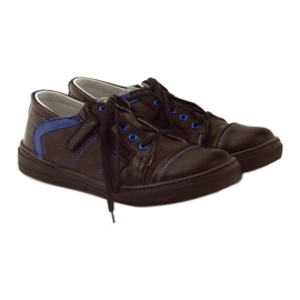Pantofi negri jos cu fermoar Ren But 4292 negru albastru 4