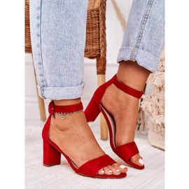 EVE Sandale de damă pe toc de piele roșie Lexi roșu 2