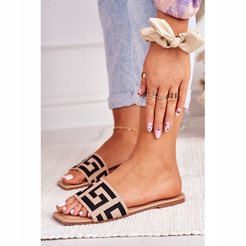 Papuci clasici pentru femei Melinda bej negru 2