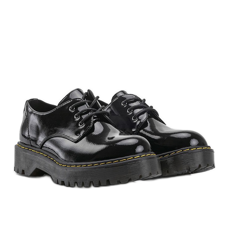 Cizme lacate negre patentate, cizme Marilyn negru 1