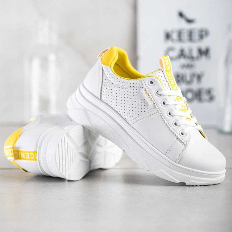 SHELOVET Sneakers Na Bielej Platforme Nice alb galben 1
