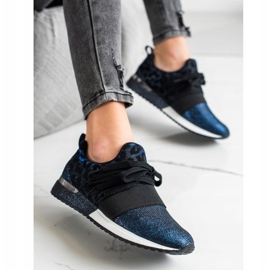 Kylie Adidași alunecați cu imprimeu leopard albastru 1