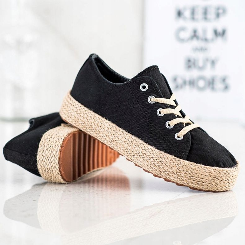 Kylie Espadrile elegante negru 1 Kylie Espadrile elegante negru 1