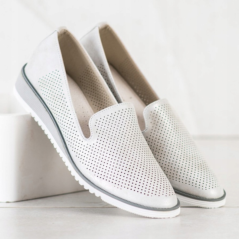 Goodin Lordii din piele ajurată argint gri 2