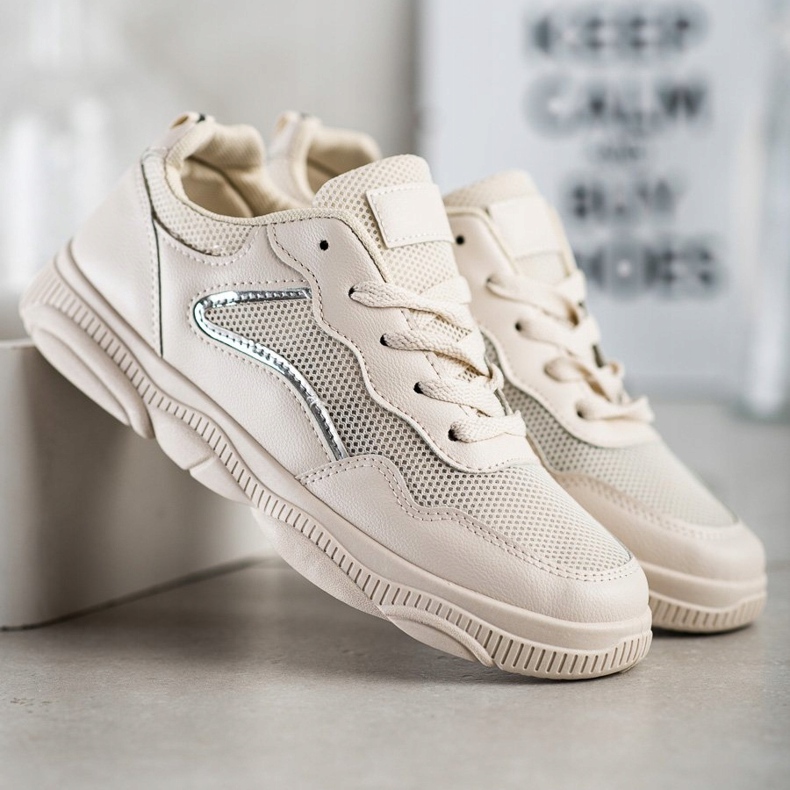 Ideal Shoes Adidași bej casual 1