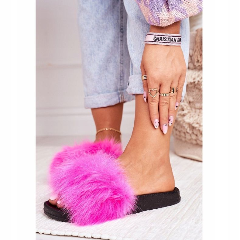 PS1 Papuci de damă cu blană Belmondo fuchsia roz 1 PS1 Papuci de damă cu blană Belmondo fuchsia roz 1