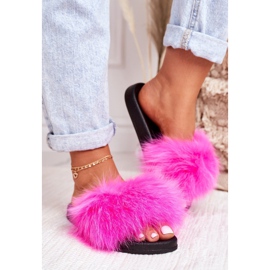 PS1 Papuci de damă cu blană Belmondo fuchsia roz 2 PS1 Papuci de damă cu blană Belmondo fuchsia roz 2