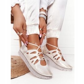 Încălțăminte din piele pentru femei Maciejka Beige-Gold 04449-25 bej de aur 2