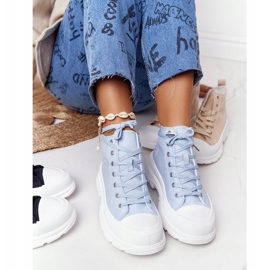 FB2 Adidași înalți pentru femei pe o talpă mare albastră Trissy albastru 3
