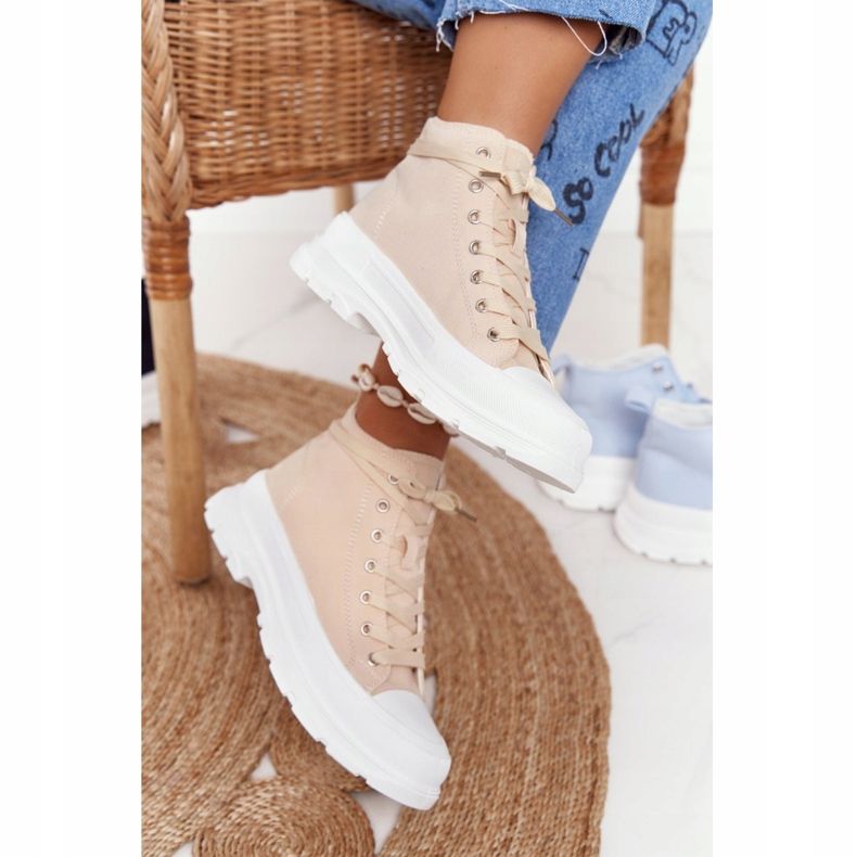 FB2 Adidași înalți pentru femei Beige Trissy pe o talpă mare bej 2