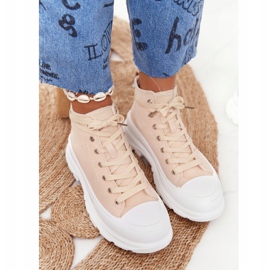 FB2 Adidași înalți pentru femei Beige Trissy pe o talpă mare bej 3