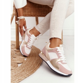 Încălțăminte sport pentru femei Adidași bej cu brocart Belinda multicolor 2