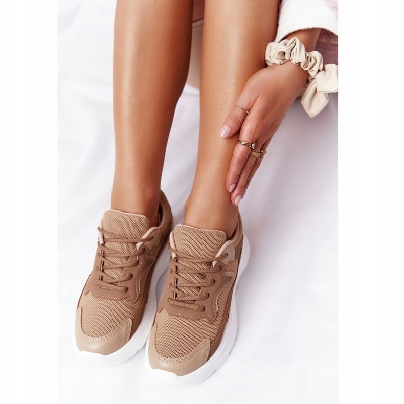 FB2 Adidași de damă pe talpă mare, maro deschis, Delusion 1