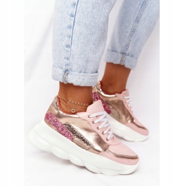 Pantofi sport de damă pe platformă lu boo roz de aur 2