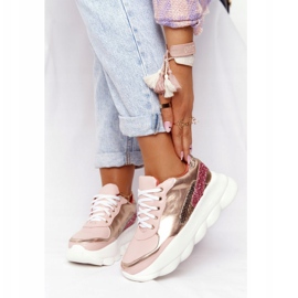 Pantofi sport de damă pe platformă lu boo roz de aur 1