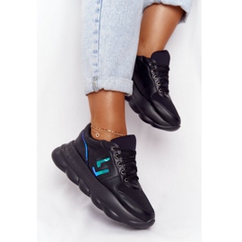 Pantofi sport de damă pe platformă lu boo negru albastru 1