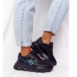 Pantofi sport de damă pe platformă lu boo negru albastru 2