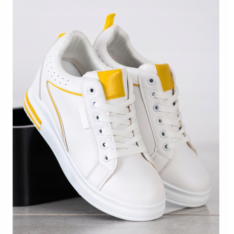 SHELOVET Pantofi albi cu pană ascunsă 2