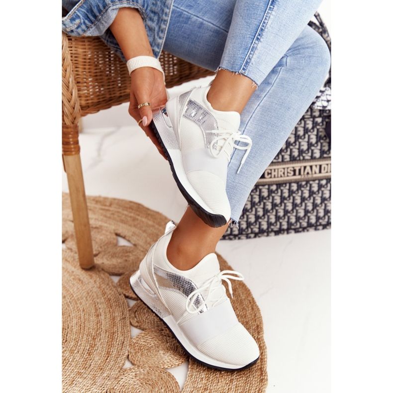 FB2 Încălțăminte sport de damă Adidași Alb și Argintiu Netta 1