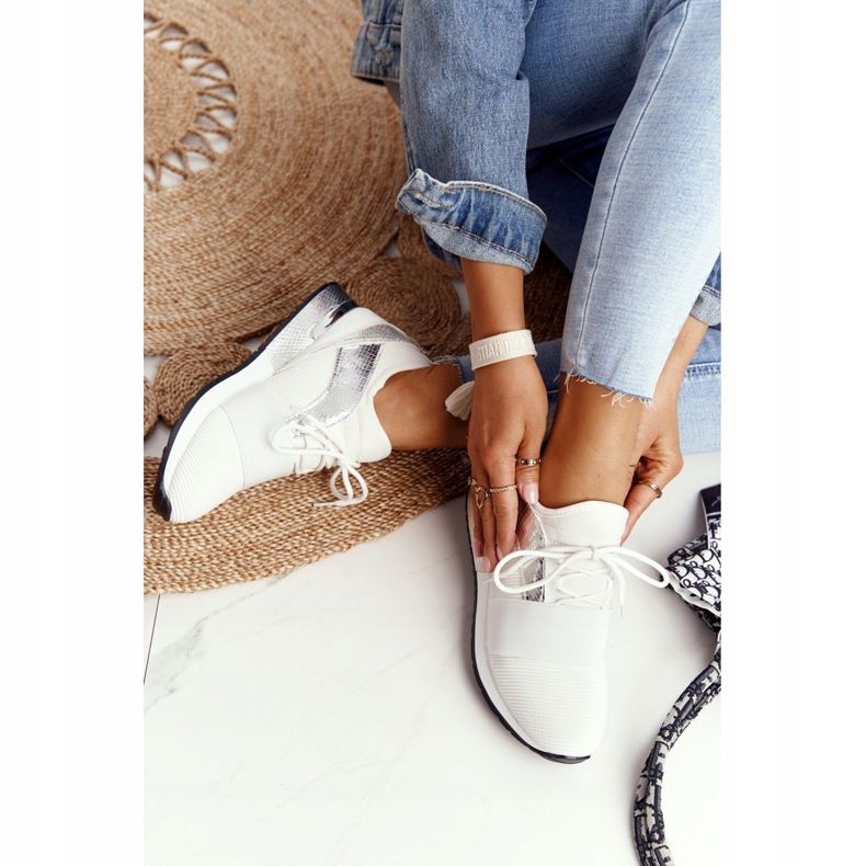 FB2 Încălțăminte sport de damă Adidași Alb și Argintiu Netta 2