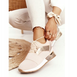 FB2 Încălțăminte sport pentru femei Adidași bej și auriu Netta de aur 1